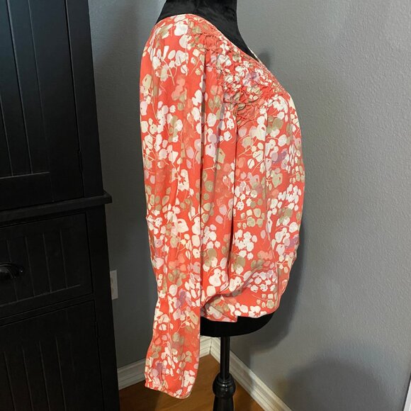 Jessica Simpson Blouse Womens Medium Floral Print Boho Peasant Top - Picture 8 of 9